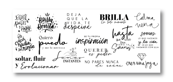 Producto - DTF UV 20x8cm - FRASES NEGRAS PUEDES Y PODRAS