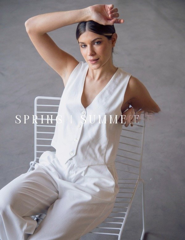 Producto - Chaleco corto lino liso Blanco