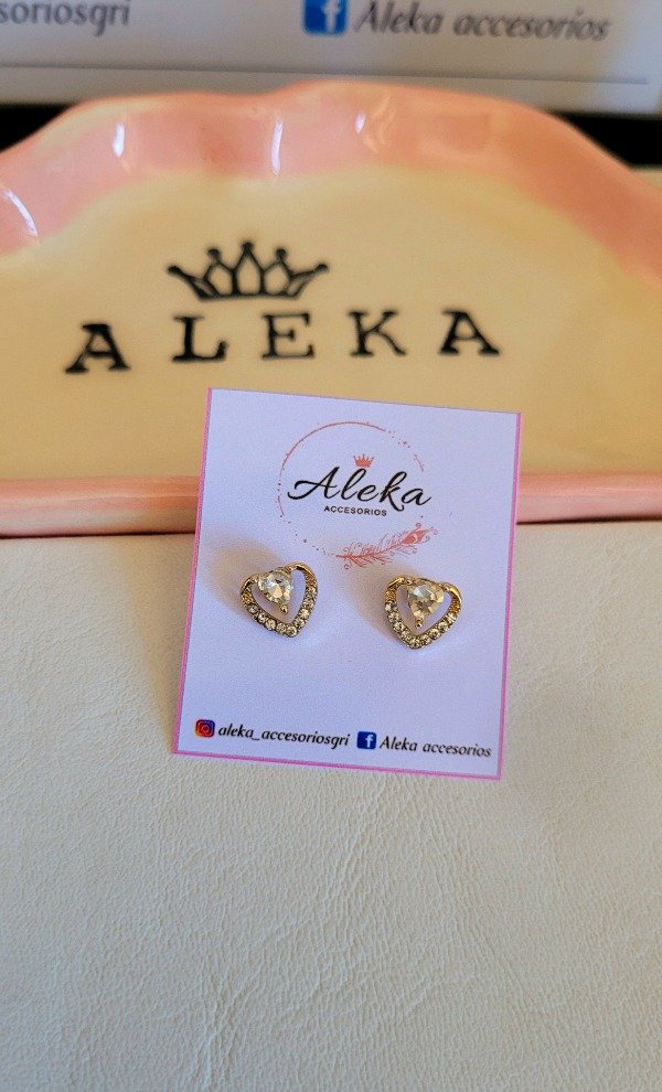 Producto - Aros corazón con strass dorado - 1