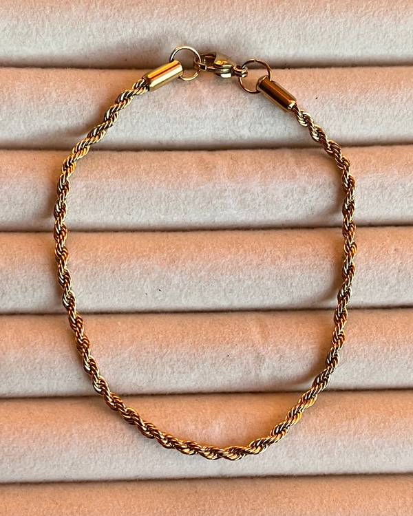 Producto - Pulsera soga de acero dorado 19cm