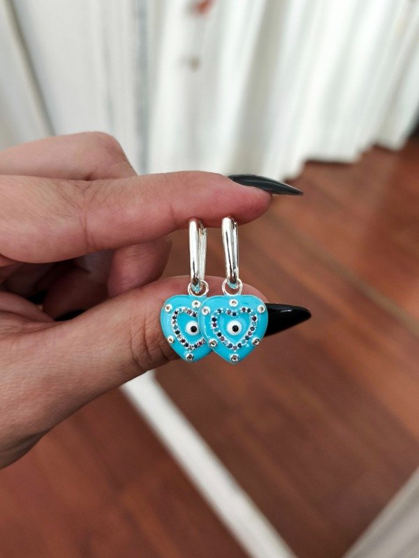 Producto - Argollitas Lucky (turquesa - acero blanco)