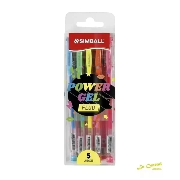 Producto - BOLIGRAFO POWER GEL SIMBALL FLUO X5