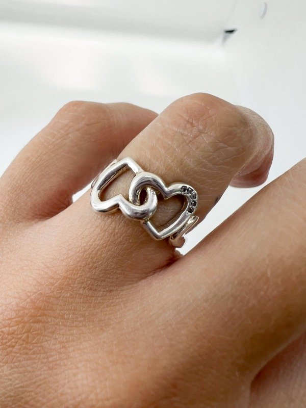Producto - Anillo dos corazones mini cubics
