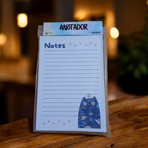 Producto - Anotador A6 Gato Planetas