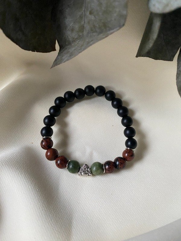 Producto - Pulsera Ónix Mate + Obsidiana Caoba + Jade