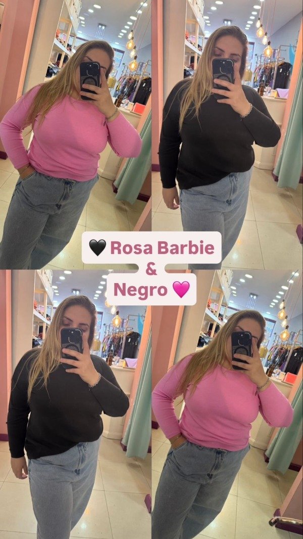 Producto - Sweater básico hilo (negro y rosa)