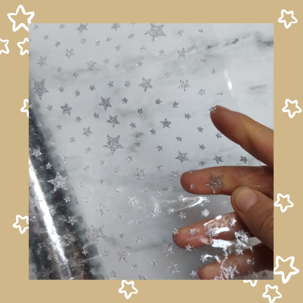 Producto - Nylon Cristal Estrellas Plateadas