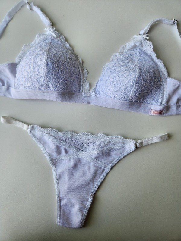 Producto - Conjunto triangulito soft de algodón y encaje - 5364