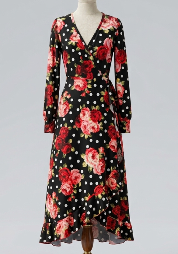 Producto - BATIN NEGRO FLOR Y LUNAR TS/M