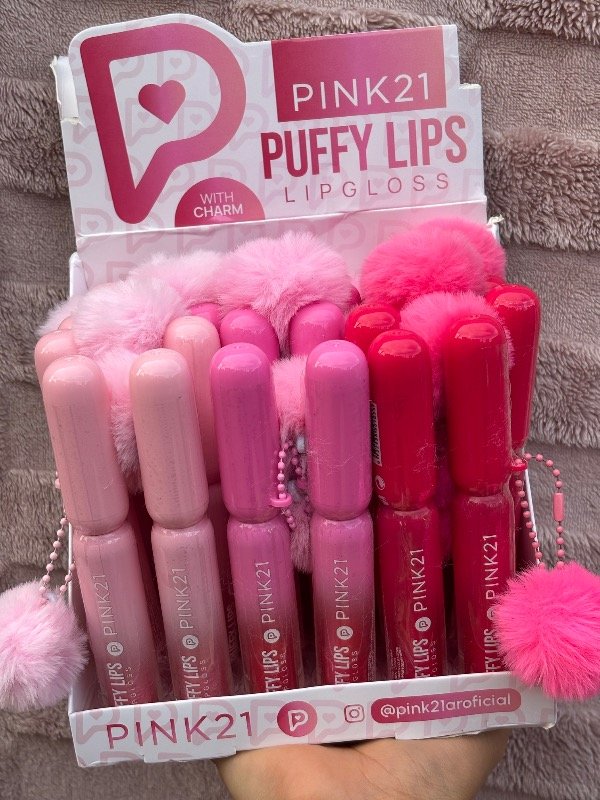 Producto - Gloss con brillo + llavero pompón PINK 21