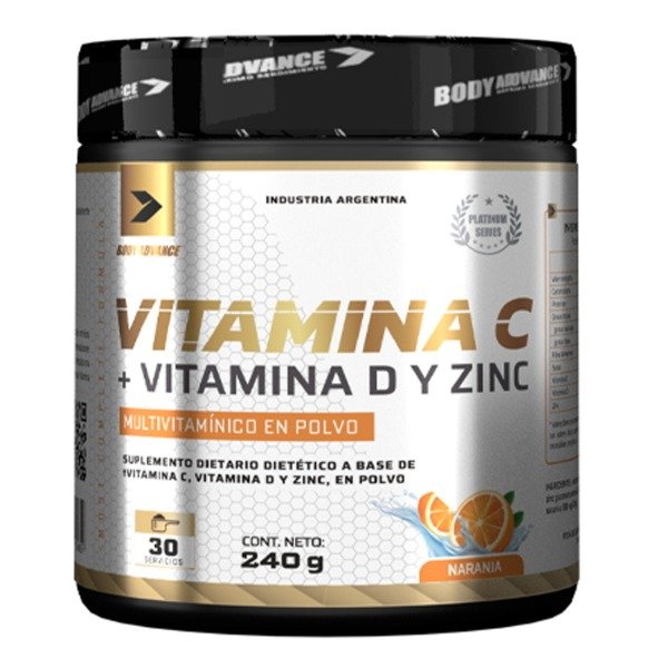 Producto - Vitamina C + Vitamina D + Zinc Body Advanced x 240 Gr - Frasco sabor Naranja