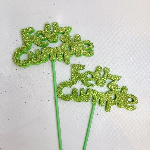 Producto - Cake topper chico con brillo verde oliva