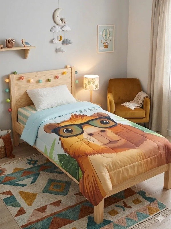 Producto - Acolchado Infantil "Capybara/Lentes" 1 1/2 Pl. Diseño 3D