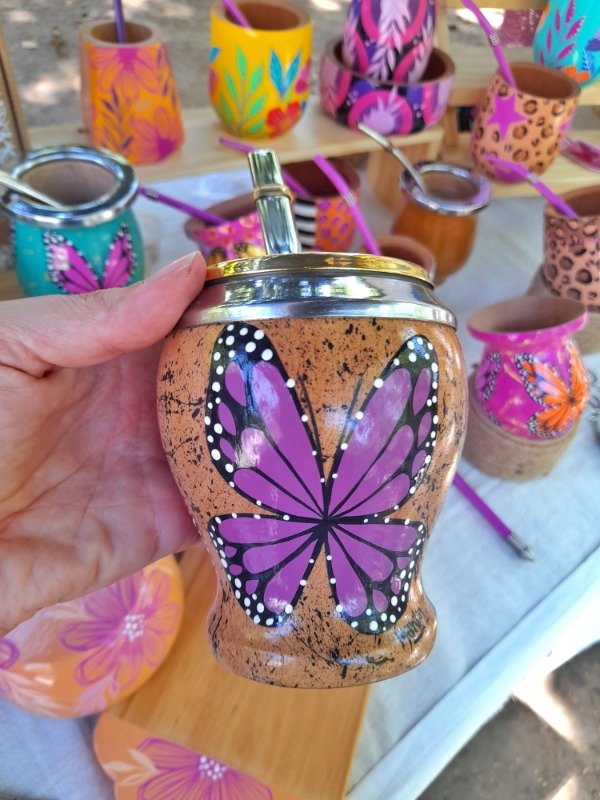 Producto - Mate Torpedo Mariposas con virola EN STOCK