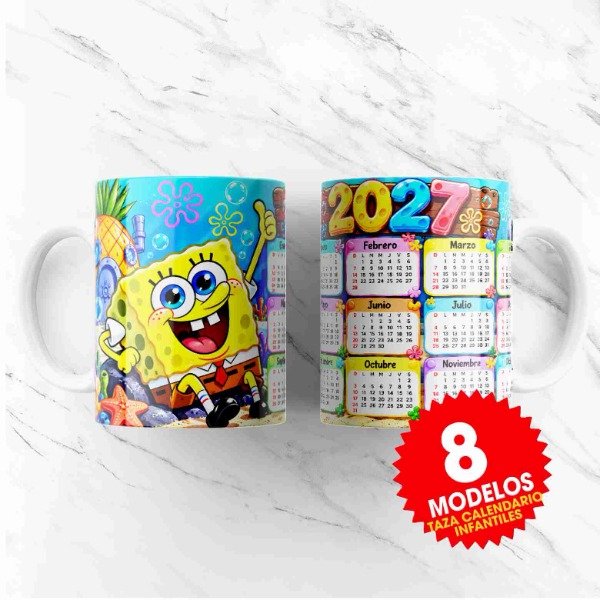 Producto - Plantillas Tazas Calendarios 2027 Infantiles Sublimar Personajes #T802 - 0