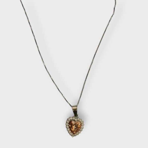 Producto - Cadena de acero con dije de corazón strass