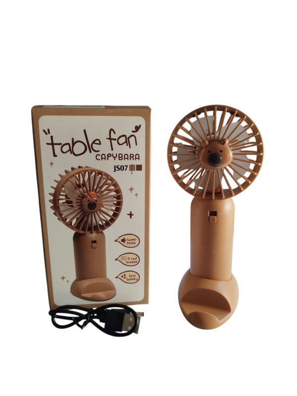 Producto - Mini Fan Ventilador Recargable Capybara Porta Celular 15cm