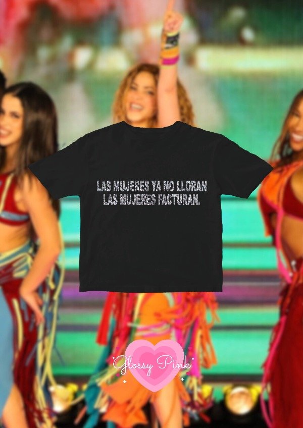 Producto - Baby Tee Las Mujeres Ya No Lloran - VINILO TEXTIL GLITTER