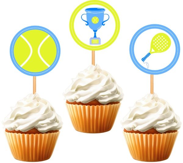 Producto - TOPPER CUPCAKE PADEL CELESTE X 10