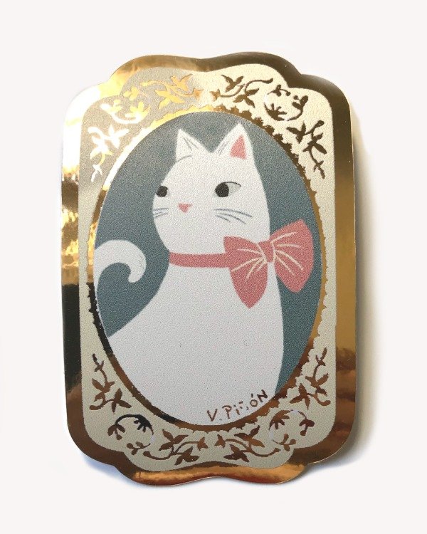 Producto - Sticker oro "Moño rosa"