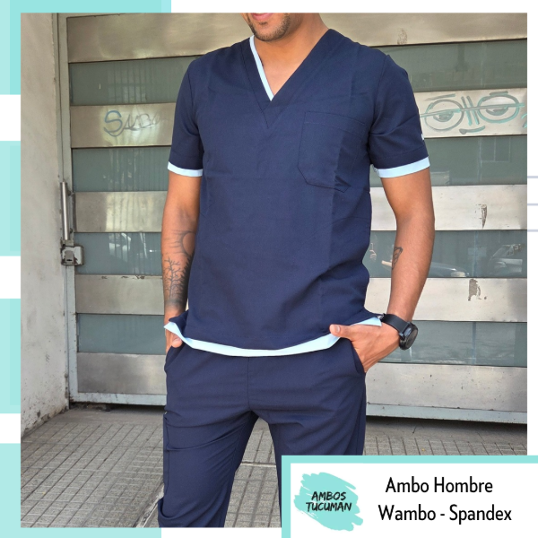 Producto - Ambo Azul Detalle Celeste ( Sp Manhattan)