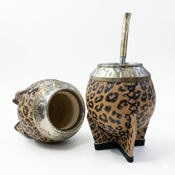 Producto - MATE TORPEDO ANIMAL PRINT CON CALABAZA Y VIROLA DE ALPACA PREMIUM