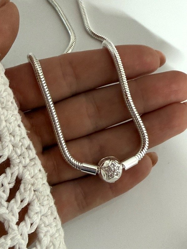 Producto - CB625 Collar Pandora cierre redondo con estrella y micropave 45 cm