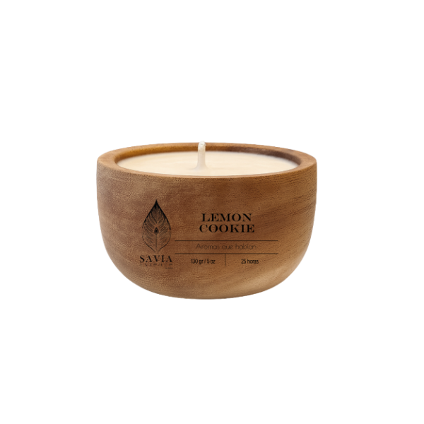 Producto - Vela Vaso Cuenco de Madera Lemon Cookies