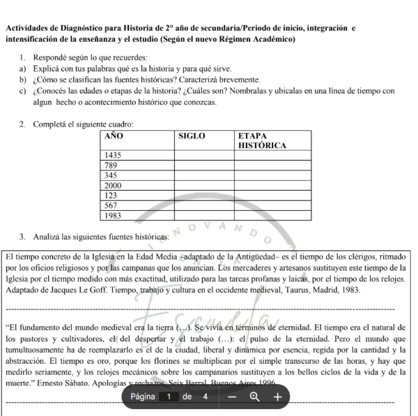 Producto - Diagnóstico Historia de 2do año/2025
