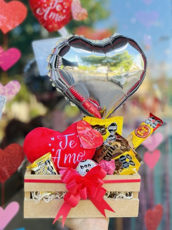 Producto - Canastita Dulce + Peluche Corazón