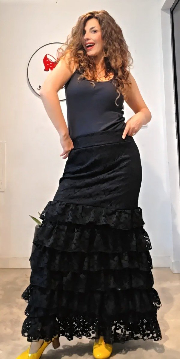 Producto - FALDA CADIZ ENCAJE NEGRA