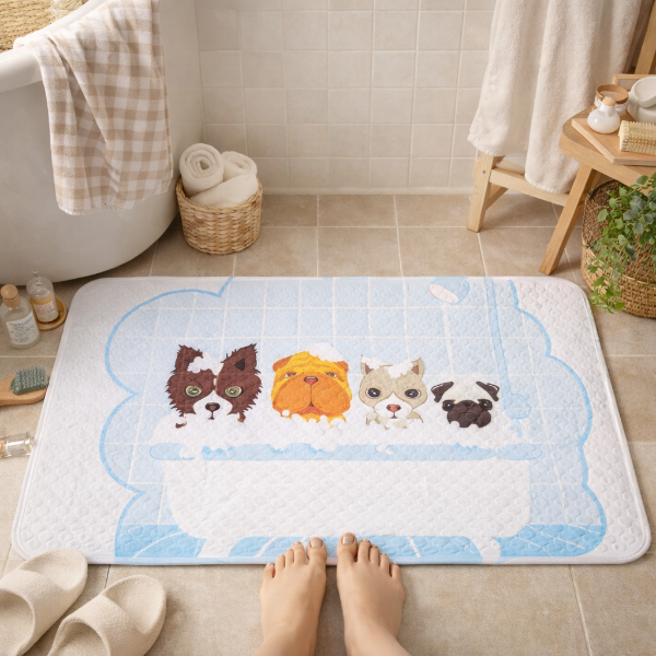 Producto - Alfombra de ducha/bañera XL perritos bañandose