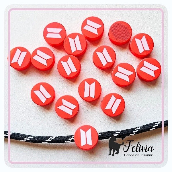 Producto - Charm 3D x 5u. Logo BTS circular rojo - 0