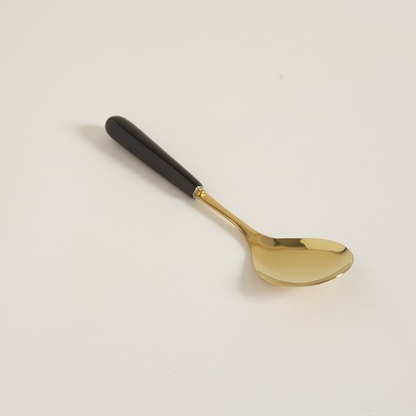 Producto - CUCHARA PARA ENSALADA DORADA MANGO DE CERAMICA NEGRO 25CM