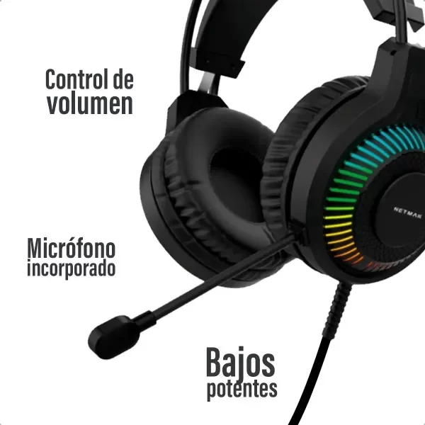 Producto - Auricular GAMER con microfono NETMAK RGB NM-N18 - 2