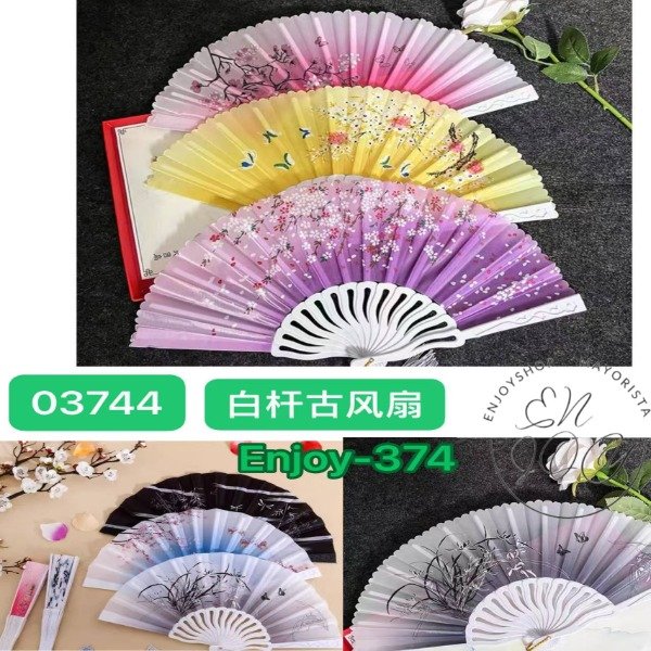 Producto - packX12 ABANICOS BLANCO FLORES PAISAJE ENJOY374