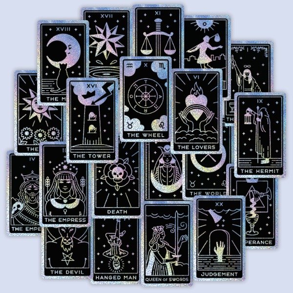 Producto - Pack 20 Stickers HOLOGRAFICOS GLITTER Vinilo Uv Premium - Tarot