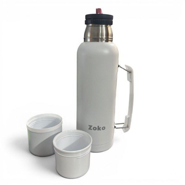 Producto - TERMO ACERO INOX DOBLE CAPA 1LT CON TAPA, VASO Y PICO CEBADOR 12HS CALIENTE ZOKO - 3