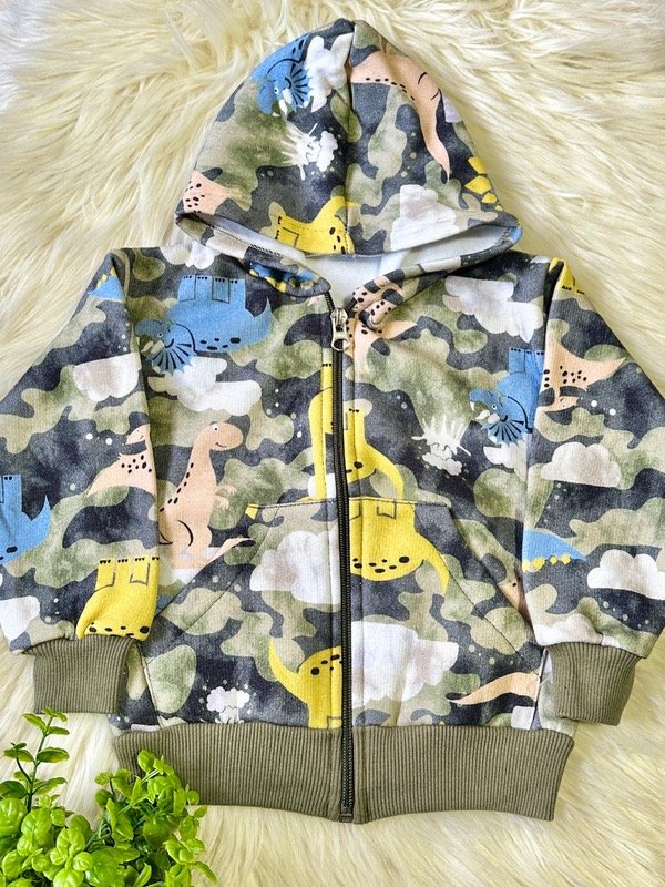 Producto - CAMPERA ESTAMPADA FRIZA DINO VERDE