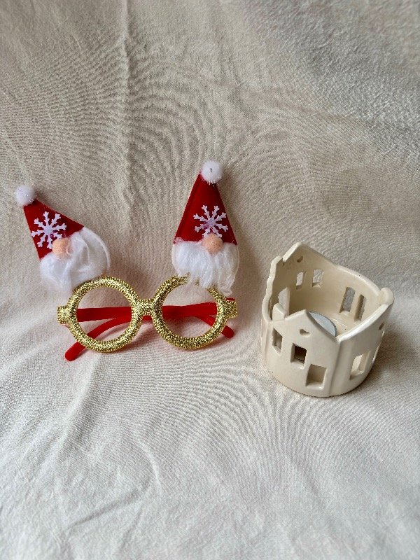 Producto - Anteojos dorados gorro Papá Noel