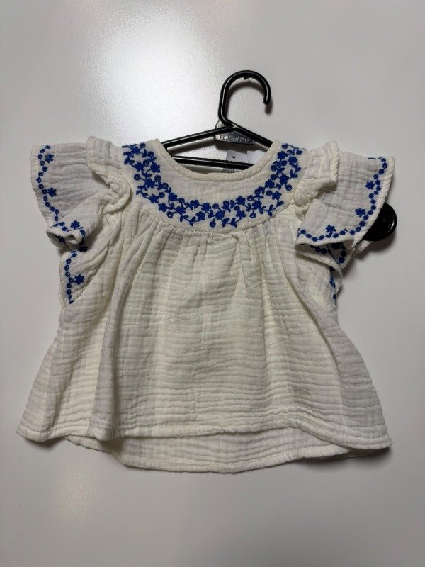Producto - Vestido blanco bordado azul Primark Caress 0-3 meses - 1
