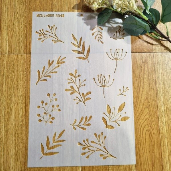 Producto - ST 5348 de 20x30 cm - Stencil Hojas y ramas