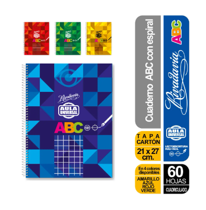 Producto - CUADERNO ESPIRALADO TAPA DURA AZUL ABC CUADRICULADO - 0