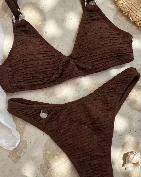 Producto - Bikini con top y less clásica chocolate - Art Helena - 2