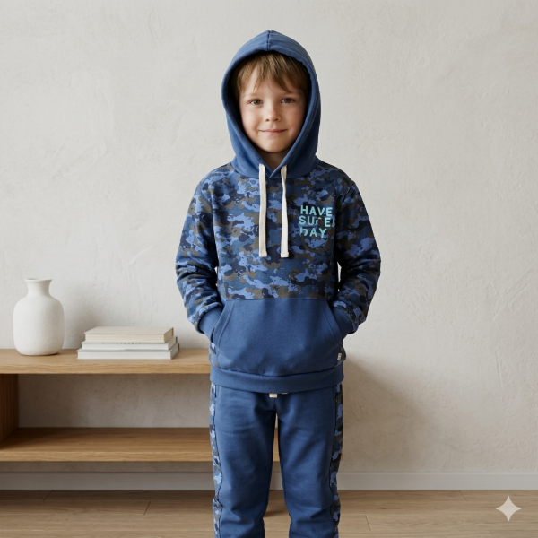 Producto - Conjunto Hoodie Camo Azul (D9)