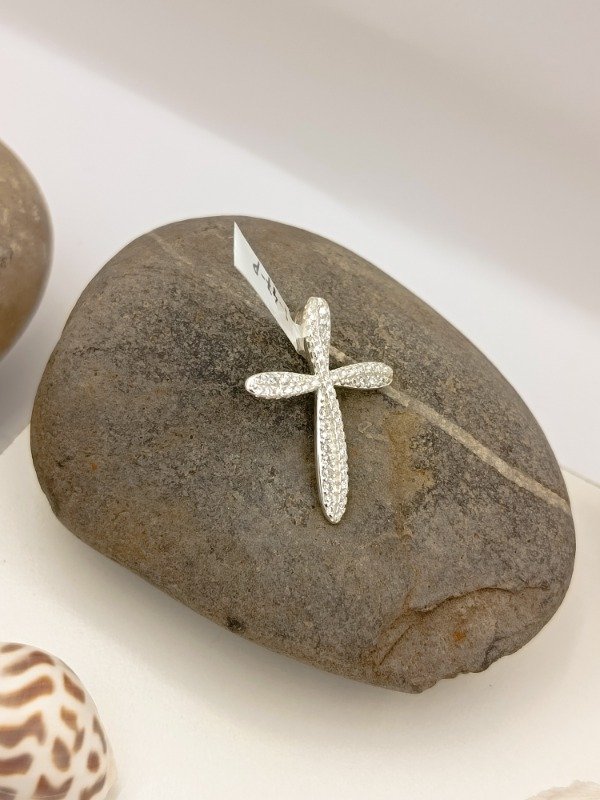 Producto - Cruz Plata 925 forma de Petalos Cubic zirconia