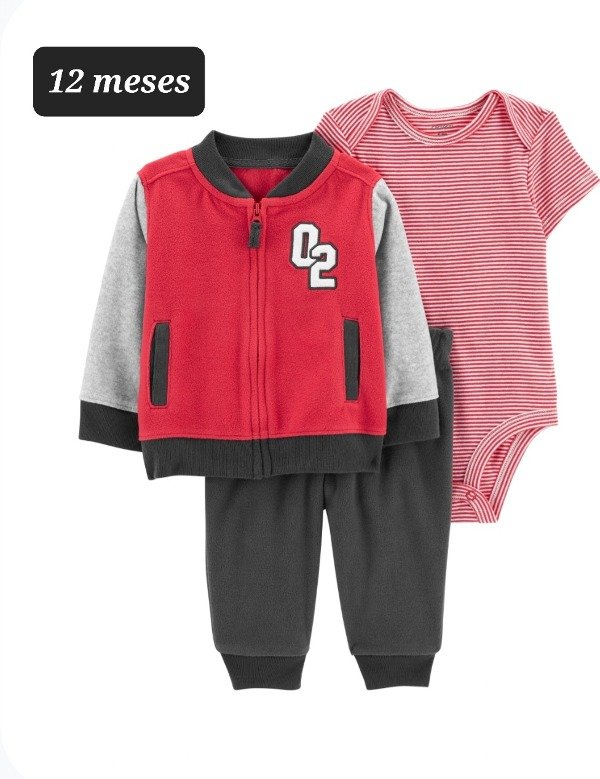 Trio carters campera pantalon y body talle 12 meses rojo — imagen 2