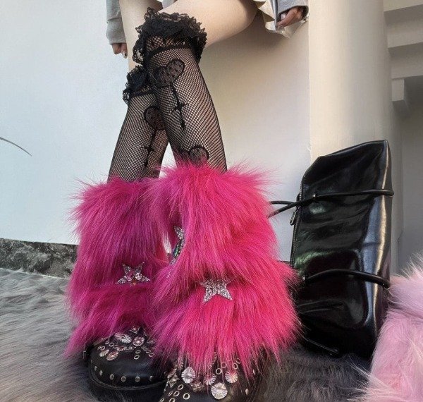 Producto - Polainas Peluche Fucsia + Medias