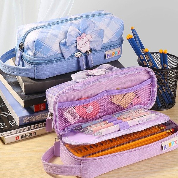 Producto - Cartuchera Conejitos divisiones moñito 22x11cm