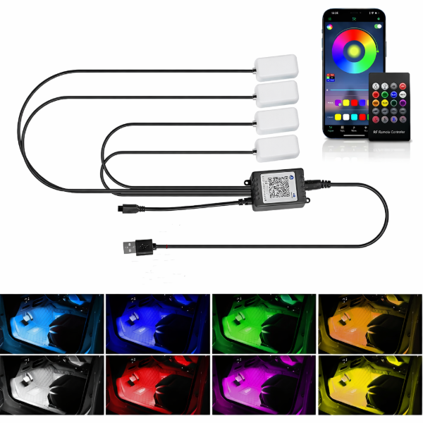 Producto - Kit Led Interior Auto Rgb Audioritmica 5v Bluetooth App Control